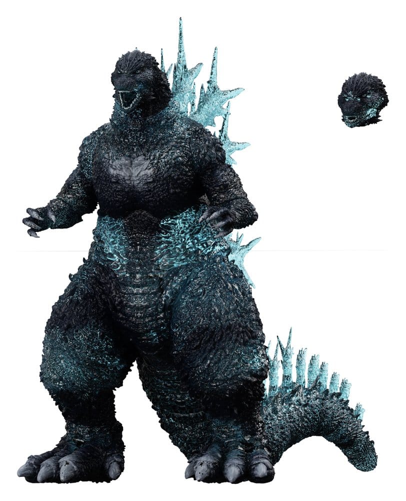 Godzilla Minus One Fully Charged Ultimates figure by Super7, three-quarter view with alternate head