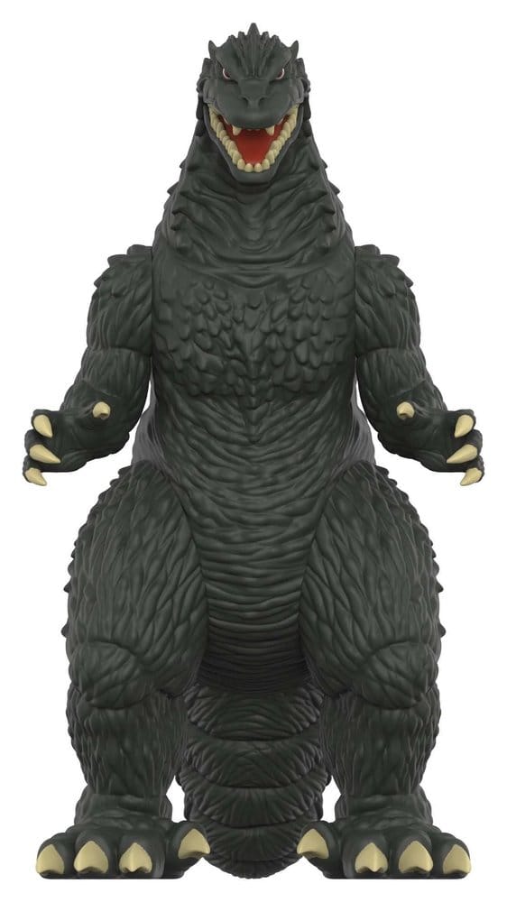 Godzilla 2000 Charging ReAction figure by Super7, front view in dark green with claws raised