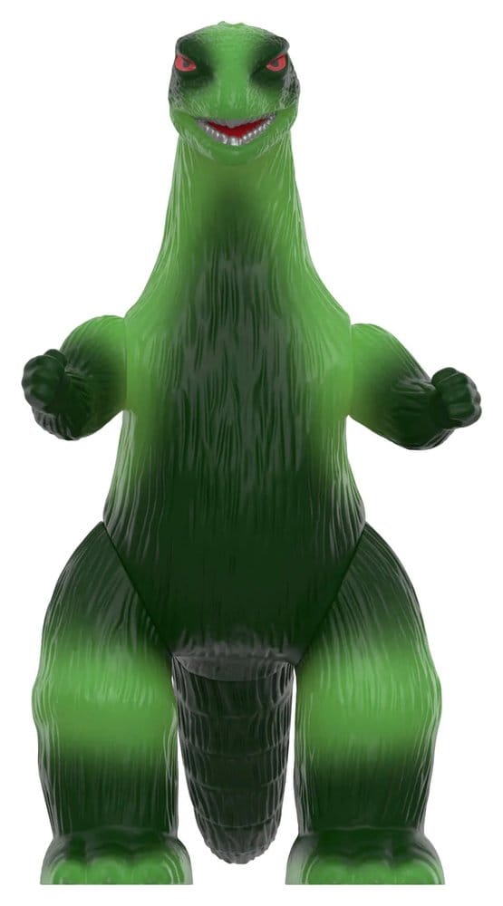 Green Marusan L-Tail Godzilla glow ReAction figure, front view in normal light