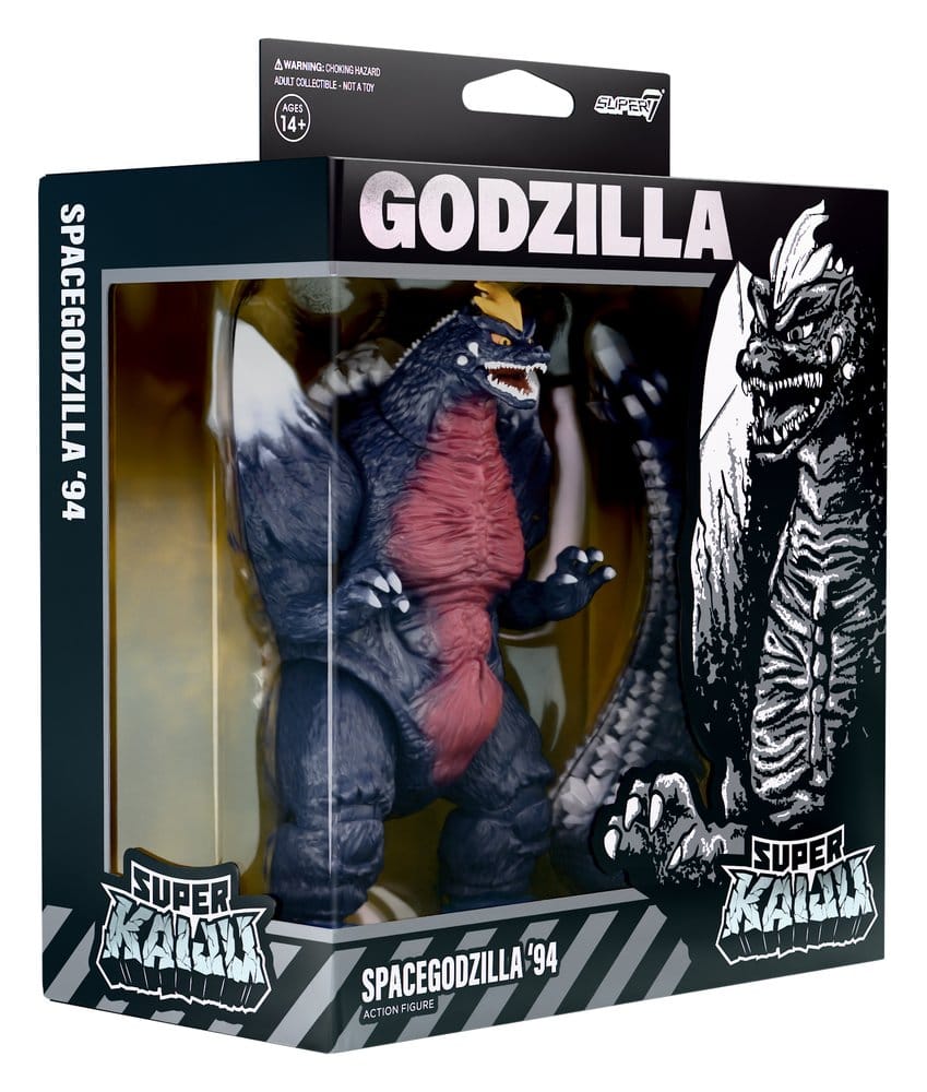 SpaceGodzilla '94 Super Kaiju figure in its window box, angled view showing the side panel