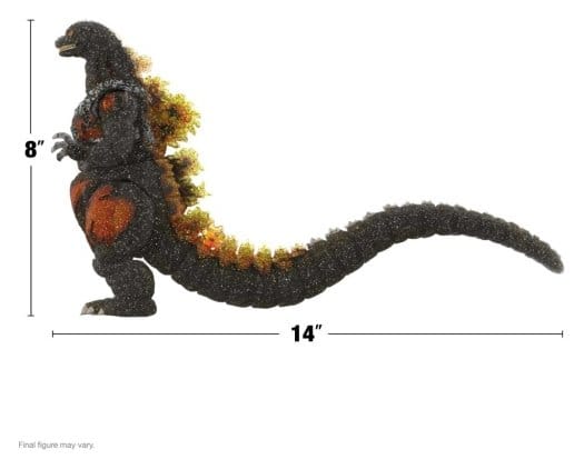 Super7 Final Battle Godzilla Ultimates figure side view with 8 x 14 inch size guide