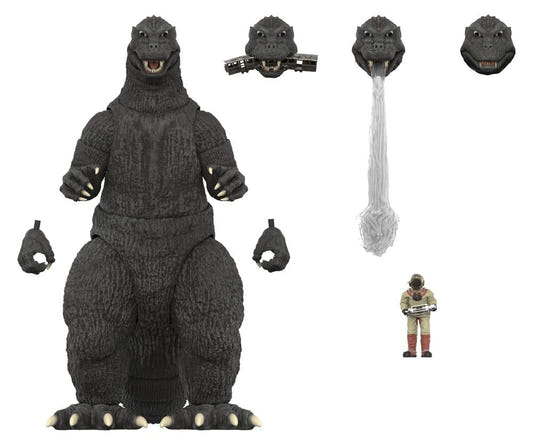 Super7 Toho Ultimates Godzilla '54 figure with alternate heads, atomic breath effect and mini figure