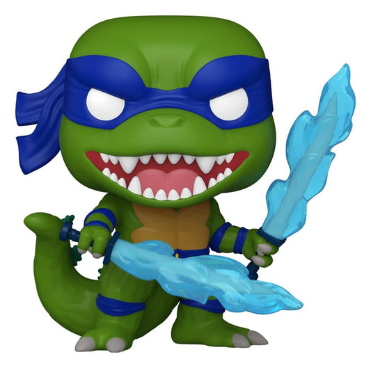 Funko POP! Leonardo x Godzilla, blue-masked green kaiju turtle with glowing blue swords