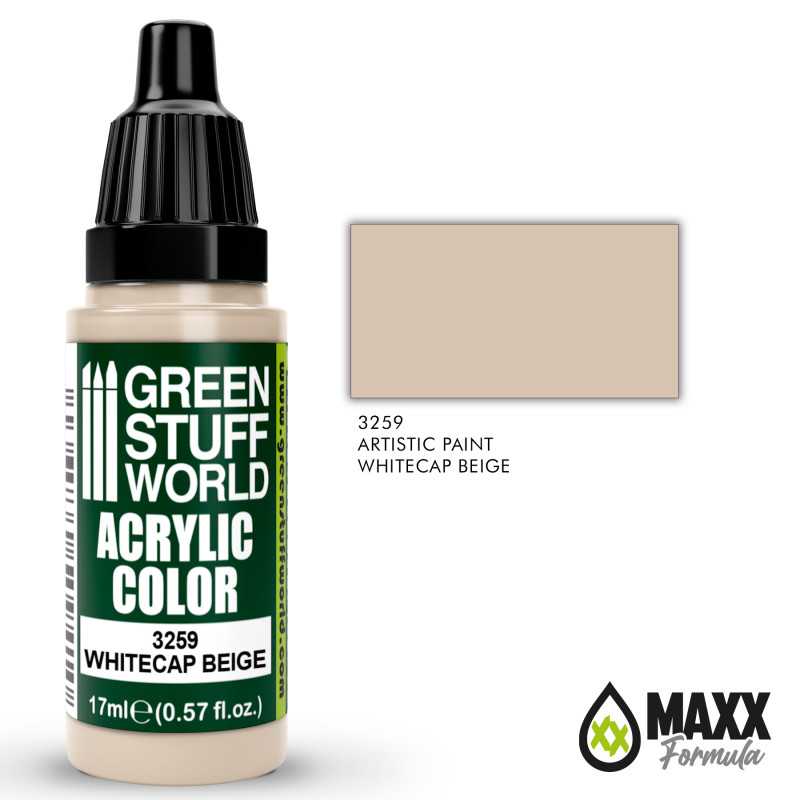 Green Stuff World Acrylic Color Paint - WHITECAP BEIGE 17ml - Loaded Dice