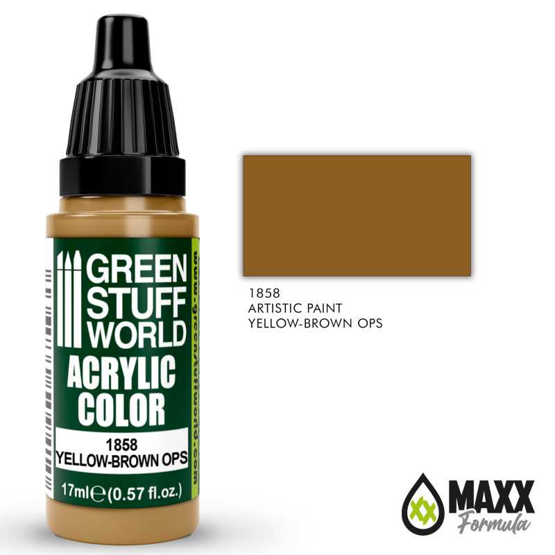 Green Stuff World Acrylic Color Paint - YELLOW-BROWN OPS 17ml - Loaded Dice
