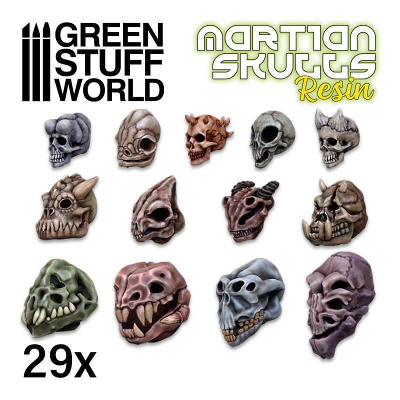 Green Stuff World Alien Martian Skulls Resin Set