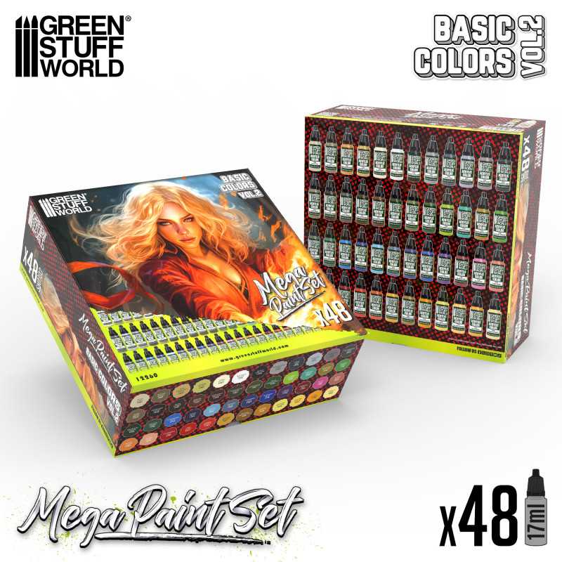Green Stuff World Basic Colors Mega Paint Set - Vol. 2.0 - Loaded Dice