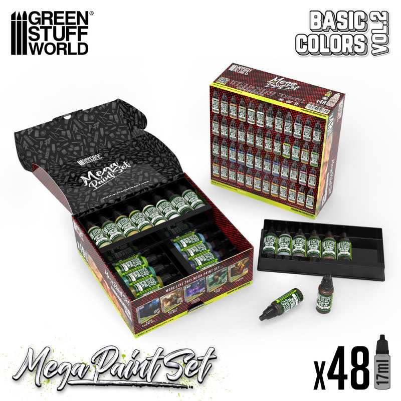 Green Stuff World Basic Colors Mega Paint Set - Vol. 2.0 - Loaded Dice