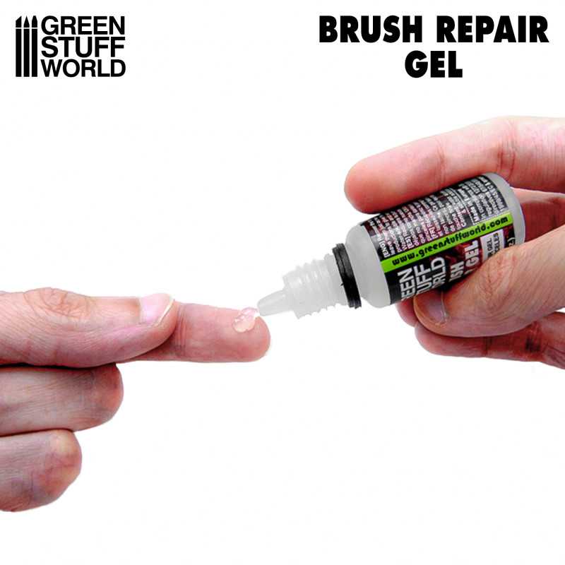 Applying Green Stuff World Brush Repair Gel from the bottle onto a fingertip