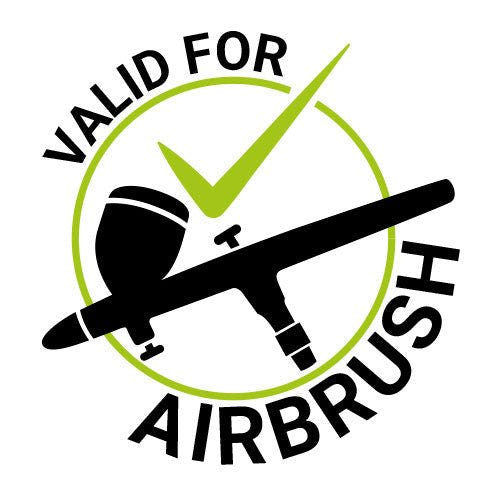 Valid for airbrush icon showing Green Stuff World Chrome Metal can be sprayed