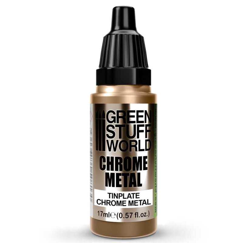 Green Stuff World Chrome Metal Tinplate 17ml dropper bottle
