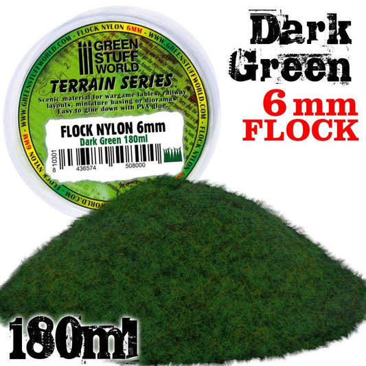 Green Stuff World Flock Nylon 6mm - Dark Green (180ml) basing material