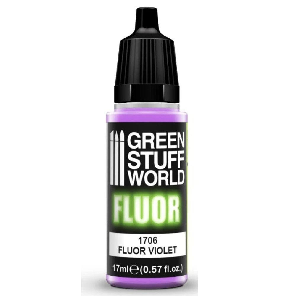 Green Stuff World Fluor Violet 17ml fluorescent acrylic paint dropper bottle