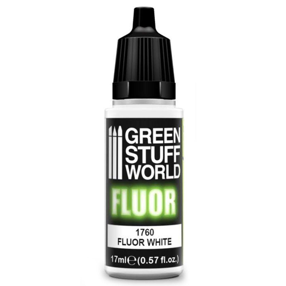 Green Stuff World Fluor White 17ml fluorescent acrylic paint dropper bottle