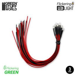 Green Flickering LED Lights 3mm - Loaded Dice