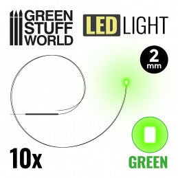 Green Stuff World - Green LED Lights - 2mm - Loaded Dice