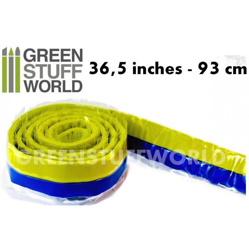 Green Stuff World green stuff putty roll, 36.5 inches, showing the yellow and blue strips side on