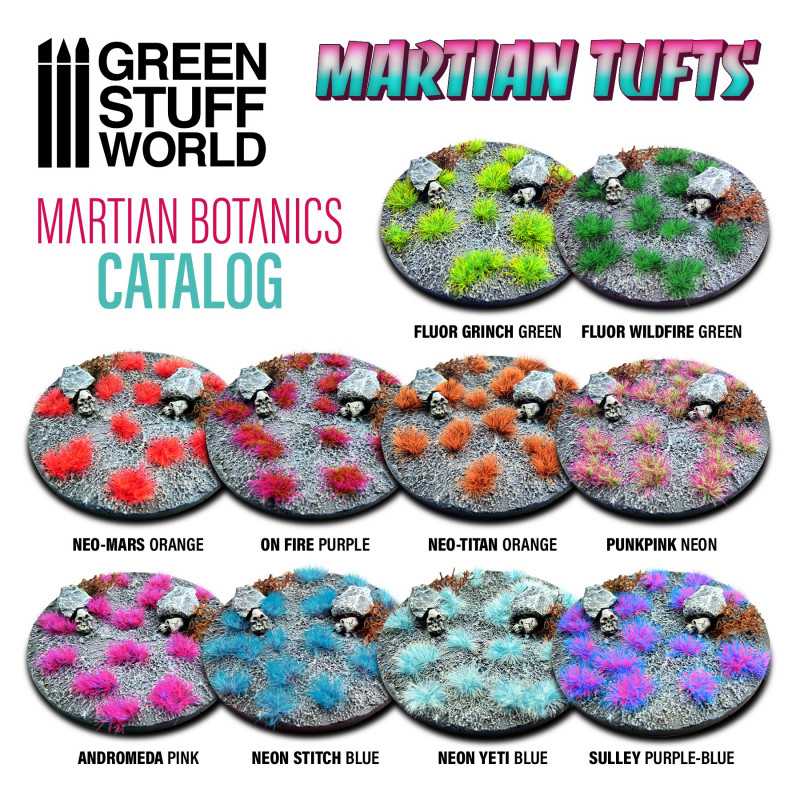 Green Stuff World - Martian Fluor Tufts - FLUOR WILDFIRE GREEN - Loaded Dice