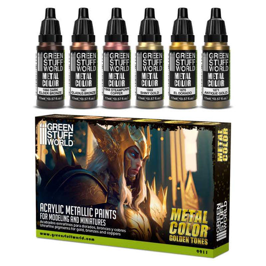 Green Stuff World paint set Metallic Paints Set - Metal Color Golden Tones