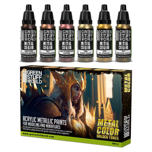 Green Stuff World paint set Metallic Paints Set - Metal Color Golden Tones
