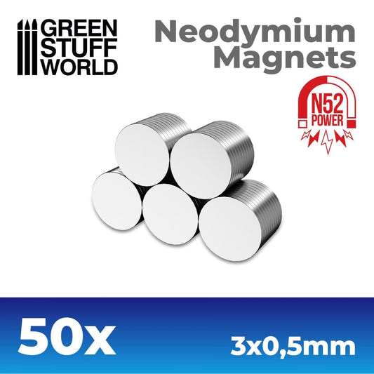 Green Stuff World - Neodymium Magnets 3x0'5mm - 50 units (N52) - Loaded Dice