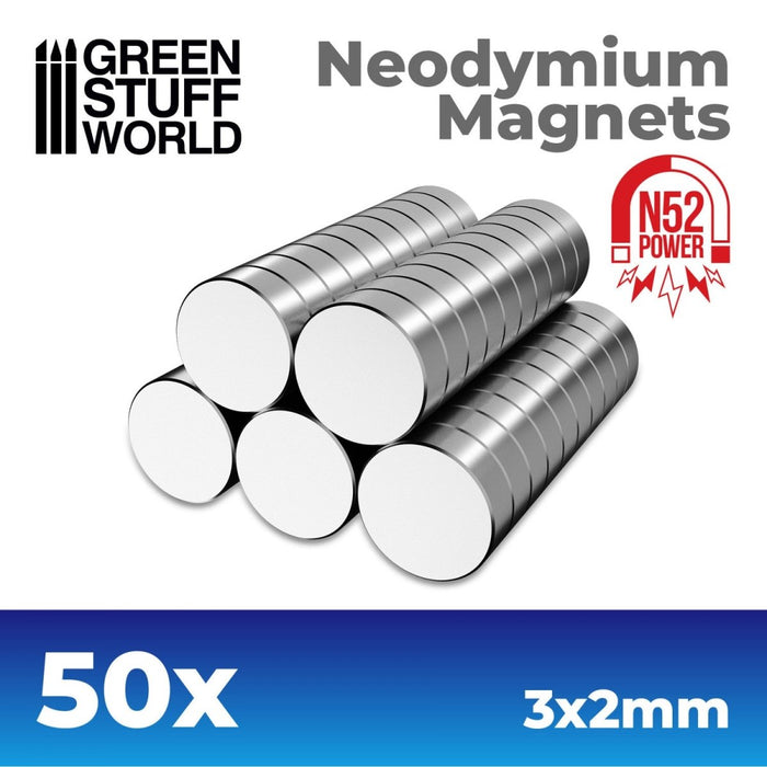 Green Stuff World - Neodymium Magnets 3x2mm - 50 units  (N52)