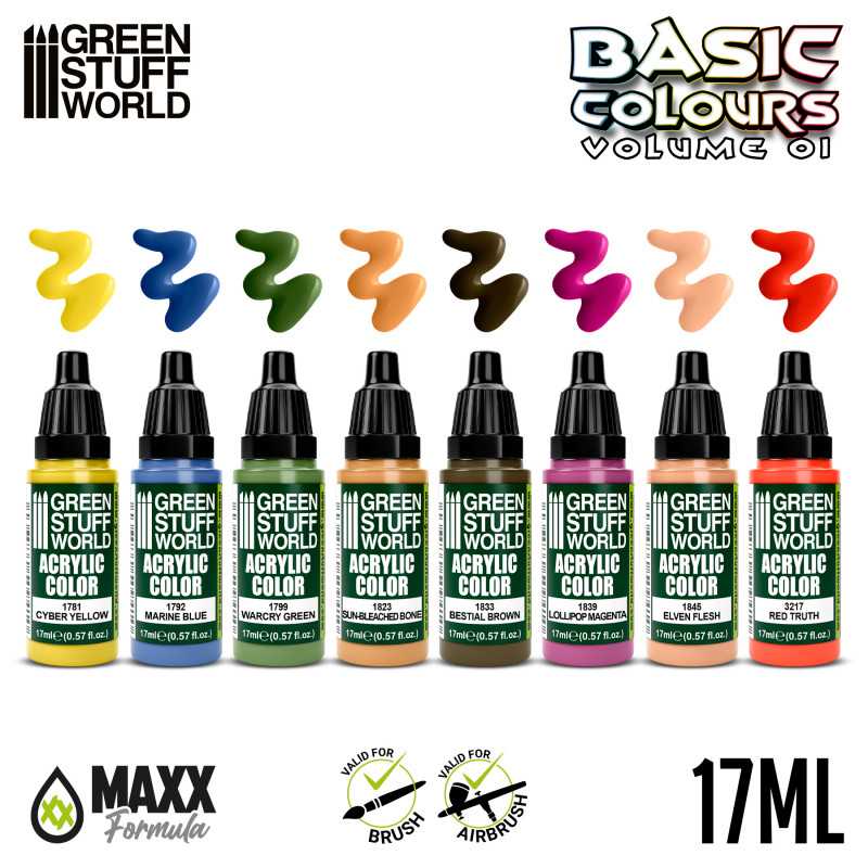 Green Stuff World Paint Set - Basics 01 - Loaded Dice