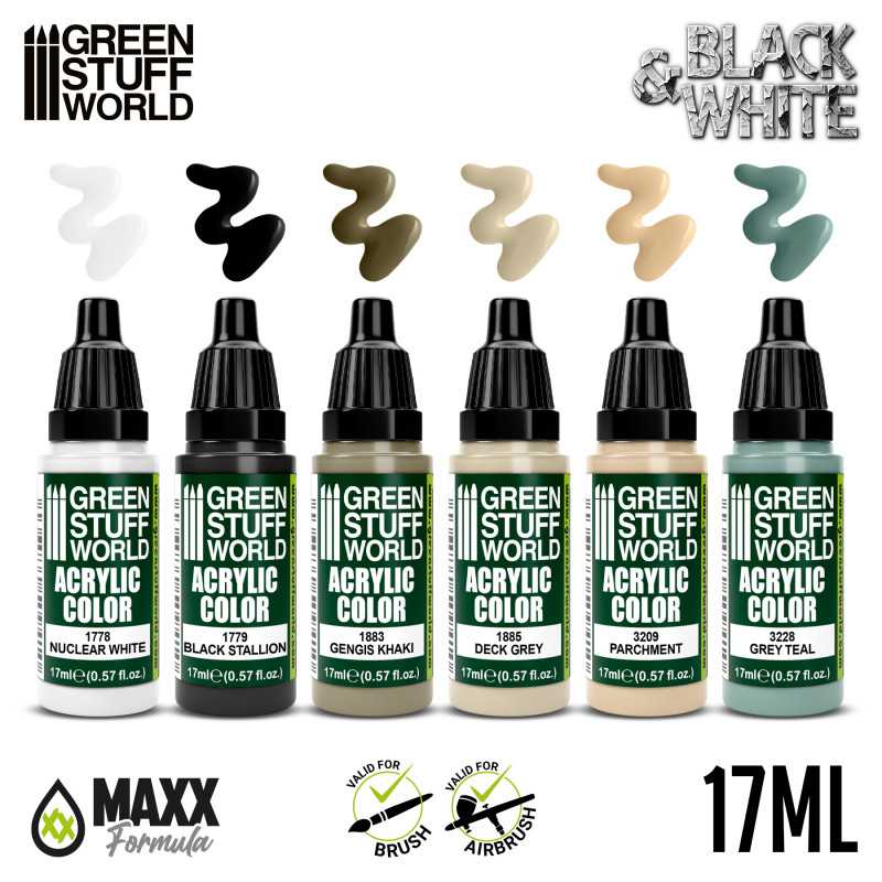 Green Stuff World Paint Set - Black and White - Loaded Dice
