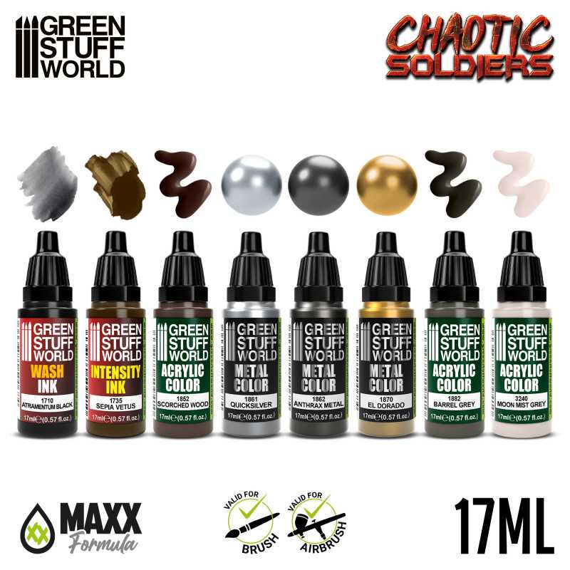 Green Stuff World Paint Set - Chaotic Soldiers - Loaded Dice
