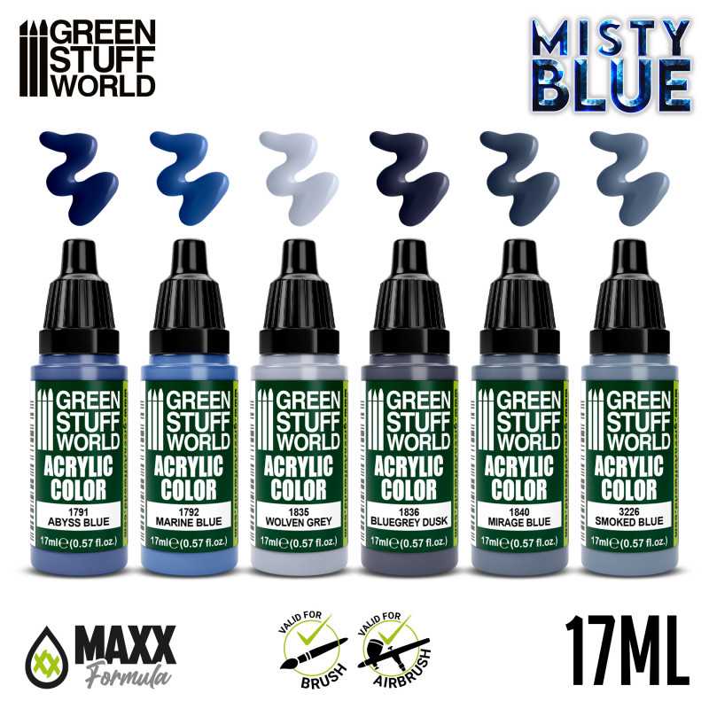 Green Stuff World Paint Set - Misty Blue - Loaded Dice