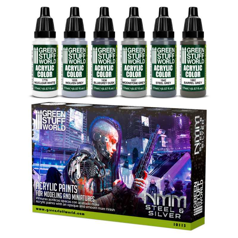 Green Stuff World paint set Paint Set - Nmm Steel and Silver
