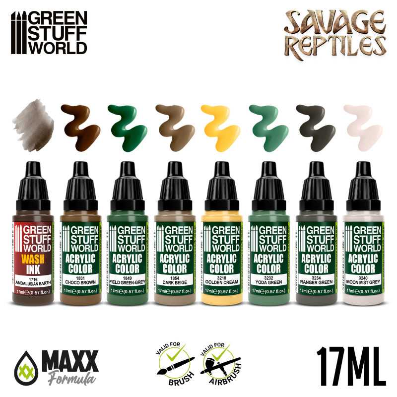 Green Stuff World Paint Set - Savage Reptiles - Loaded Dice