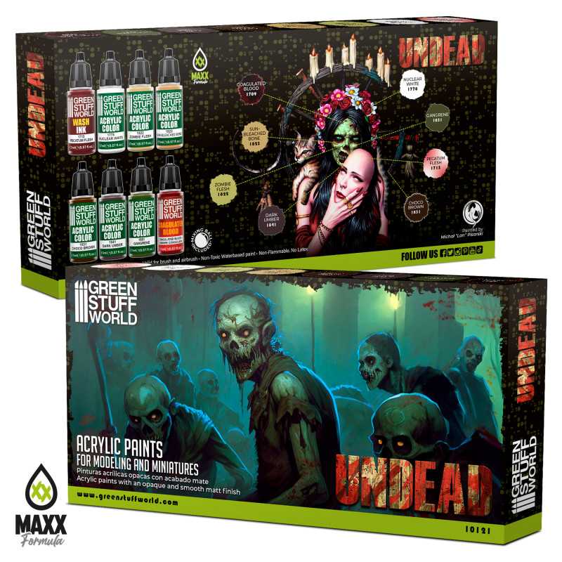 Green Stuff World Paint Set Undead boxes with zombie and vampire artwork