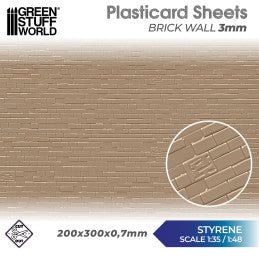 Green Stuff World - Plasticard - Brick Walls 3mm - Loaded Dice