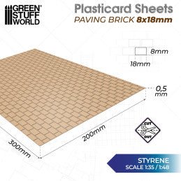 Green Stuff World - Plasticard - Paving Brick 8x18mm - Loaded Dice
