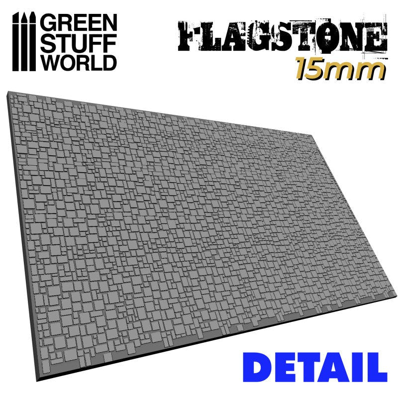 Green Stuff World Flagstone 15mm rolling pin texture detail, small worn paving slabs