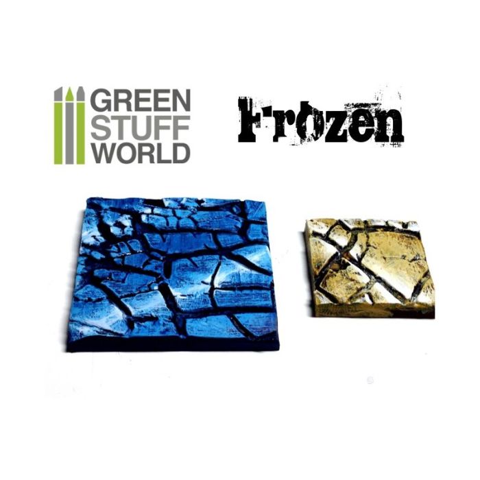 Blue and pale bases textured with the Green Stuff World Frozen rolling pin