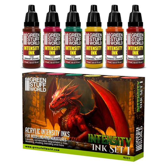 Green Stuff World paint set Set x6 Intensity Inks - Set 1