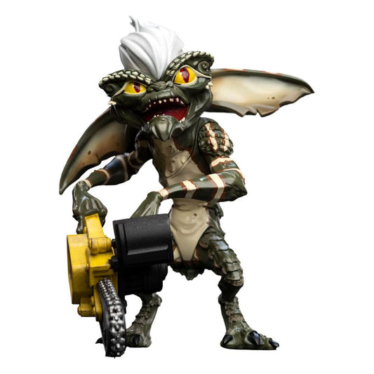 Weta Workshop Gremlins Mini Epics Stripe vinyl figure, white-mohawked gremlin with yellow chainsaw