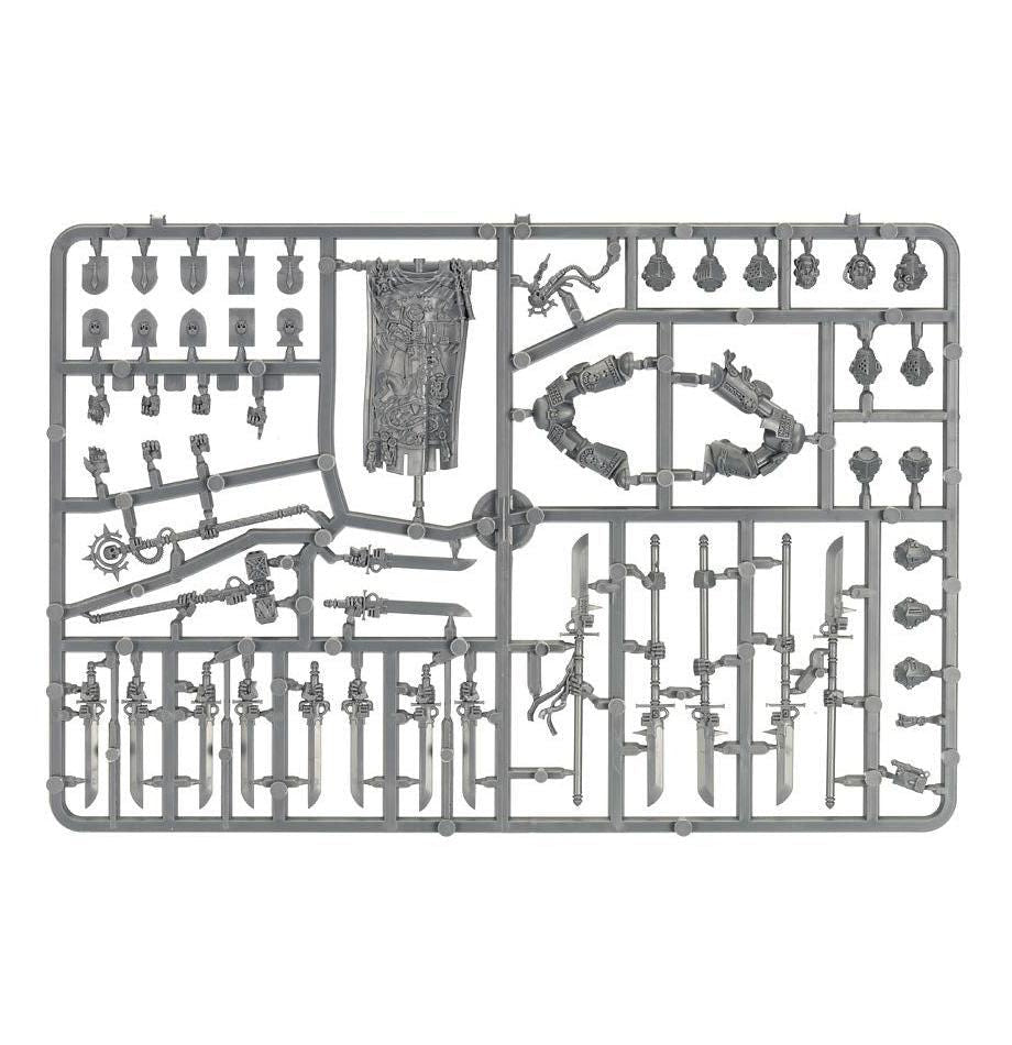 Grey Knights Brotherhood Terminator Squad unpainted plastic sprue, frame 3 of 3, with weapons