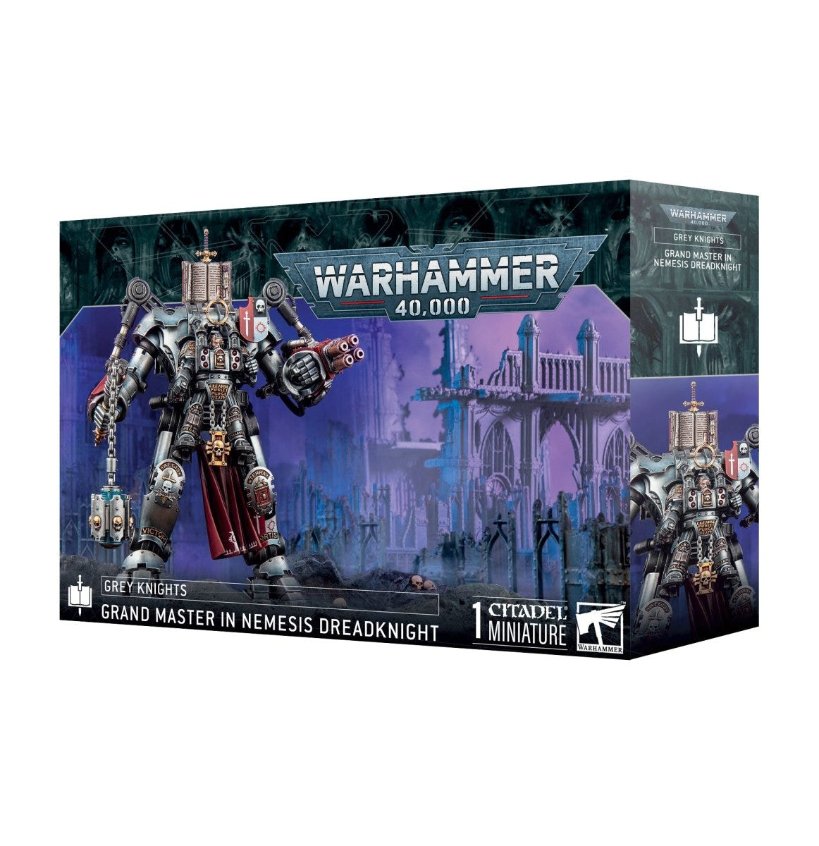 Games Workshop Grey Knights Grand Master in Nemesis Dreadknight box front with painted model