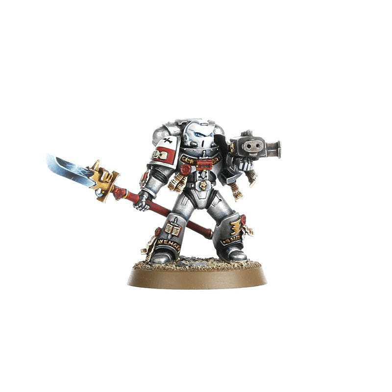 Painted Grey Knight with Nemesis force halberd and storm bolter