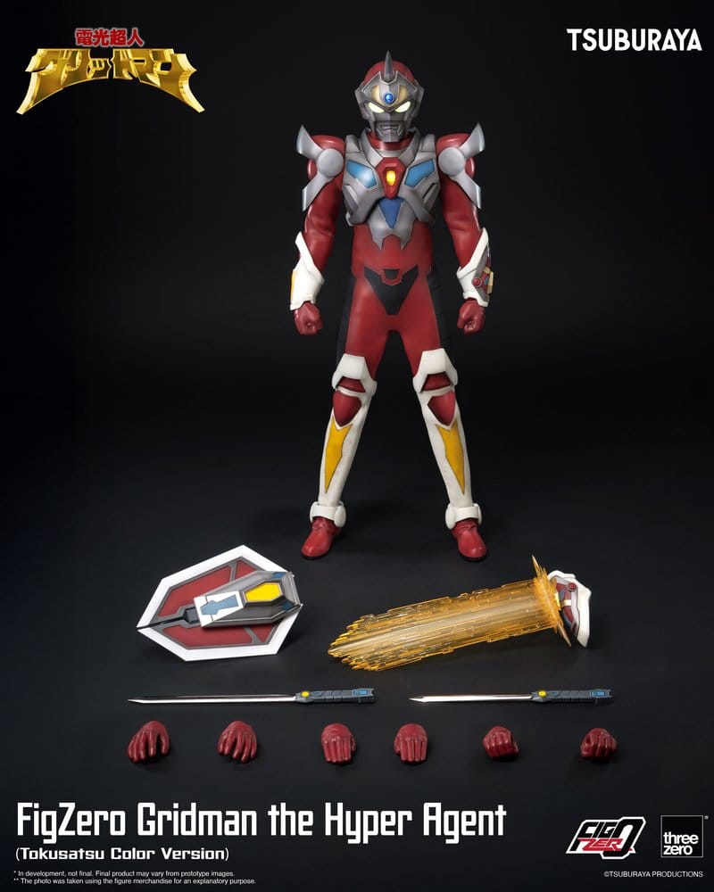 threezero FigZero Gridman Tokusatsu Color figure with Barrier Shield, Plasma Blades, beam effect and hands