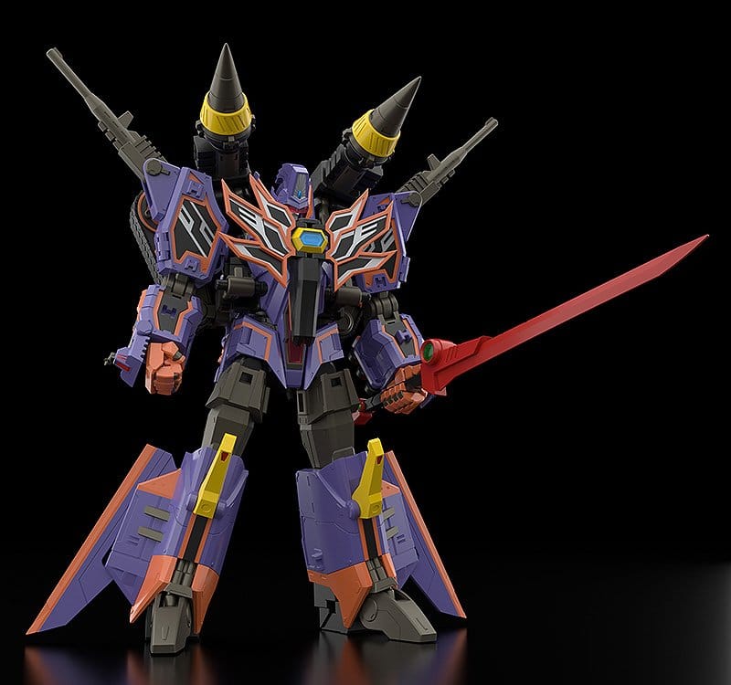 Moderoid Full Power Gridknight combined form with red sword on a black background