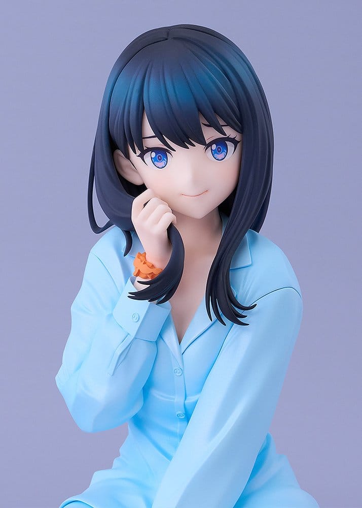 Close-up of Rikka Takarada Pajamas Ver. figure face, chin resting on her hand