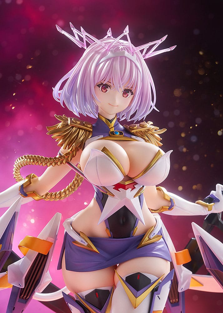 Close-up of Akane Shinjo's face, gold epaulettes and armour on the Gridman Universe 1/7 statue