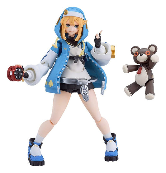 figma Bridget from GUILTY GEAR -STRIVE- with yo-yo and teddy bear Roger, white background
