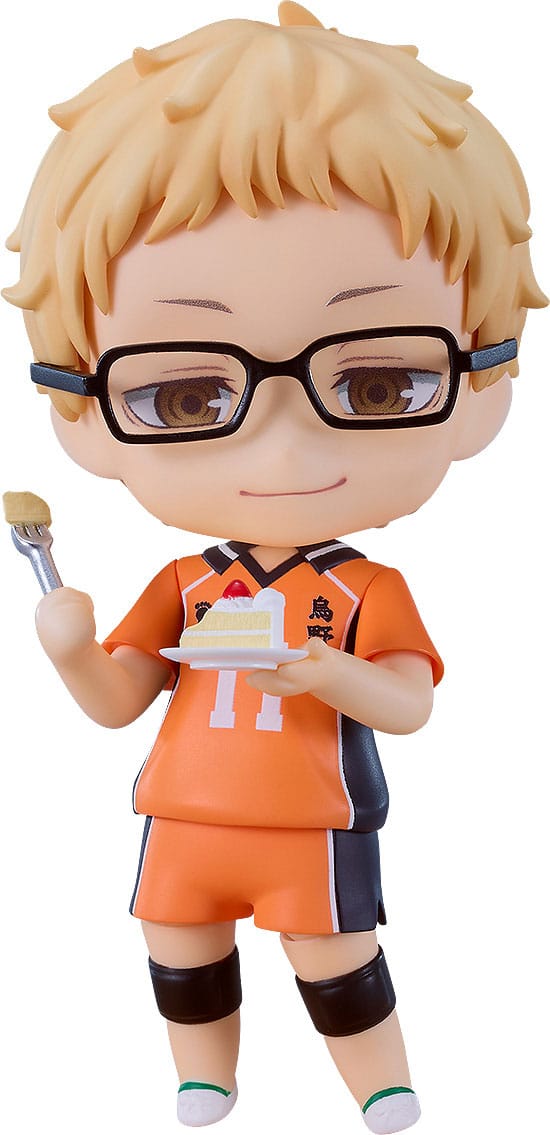 Kei Tsukishima Nendoroid by Good Smile Company in Karasuno number 11 kit with shortcake, Haikyu!!