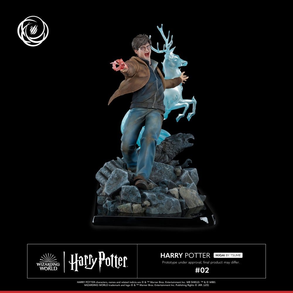 Tsume Harry Potter IKIGAI 1/6 statue, Harry and stag Patronus on a rocky base, front view