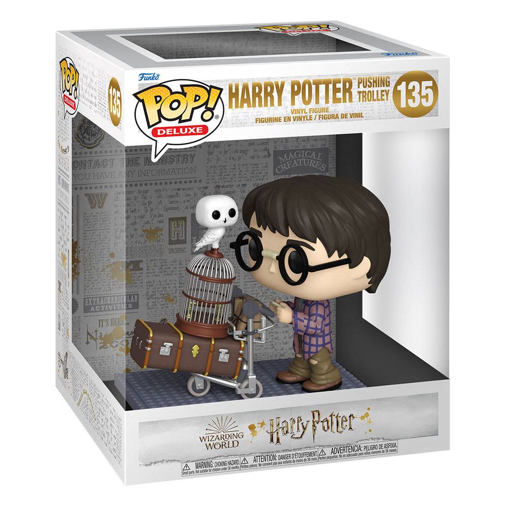 Funko Pop! Deluxe Harry Potter Pushing Trolley 135 in its window box packaging